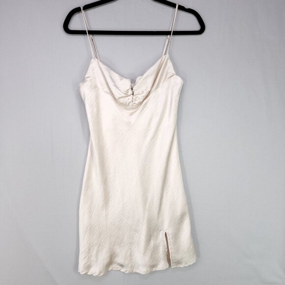 Princess Polly Satin Slip Mini Dress Size 6 Womens Champagne Spaghetti Strap - Picture 1 of 11